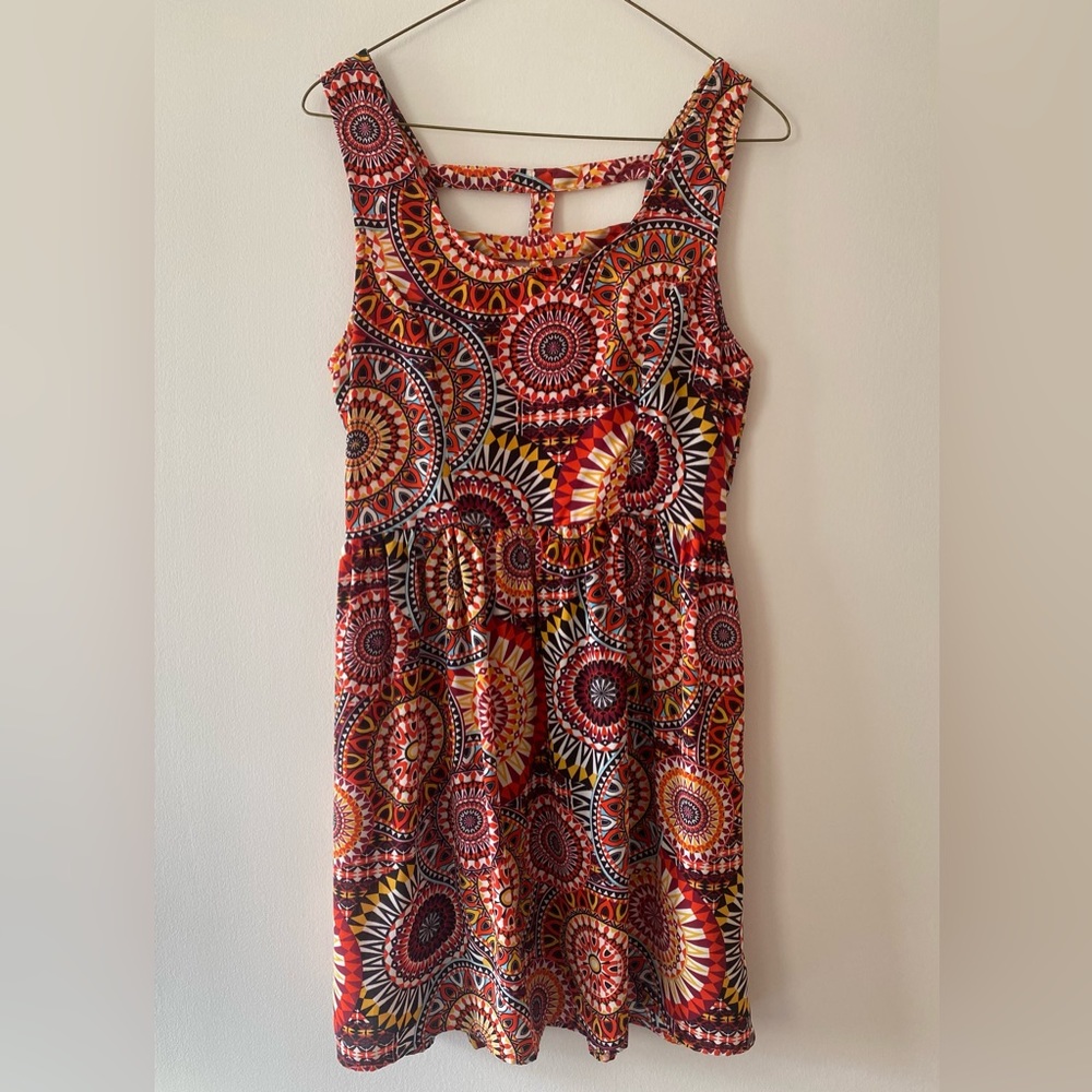 Xhilaration Target Brand Multicolored Fit and Flare Patterned Dress with Pockets